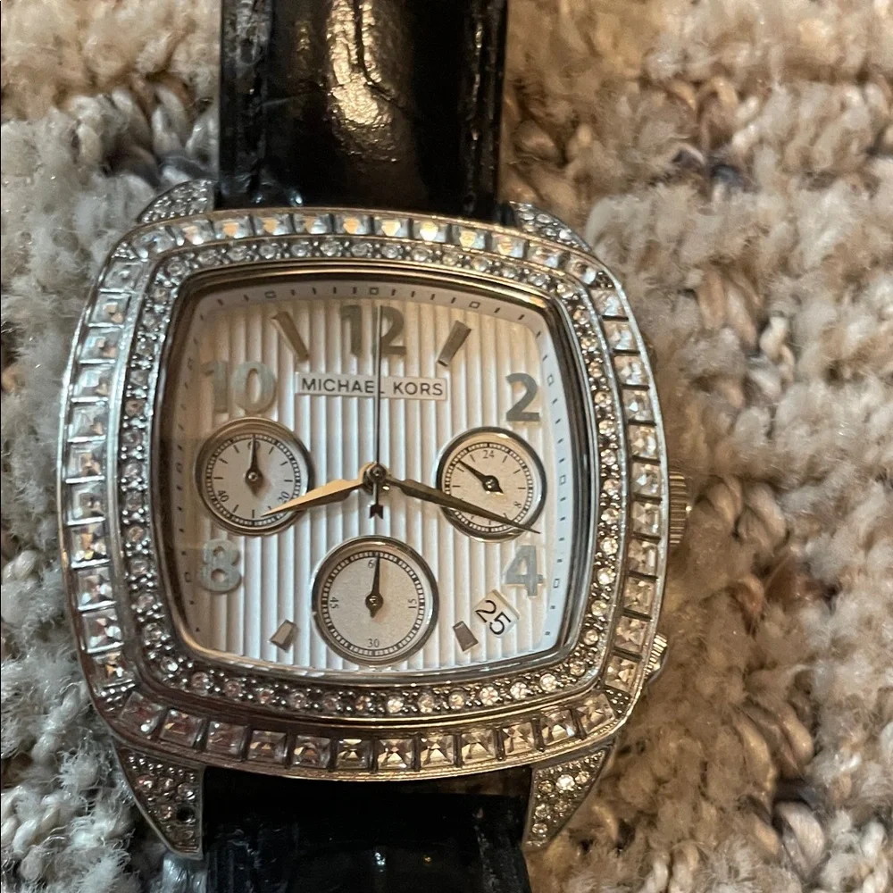 Michael Kors Black and Silver Crystal Watch